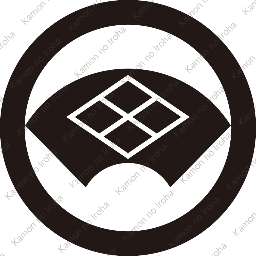 丸に地紙に割菱紋