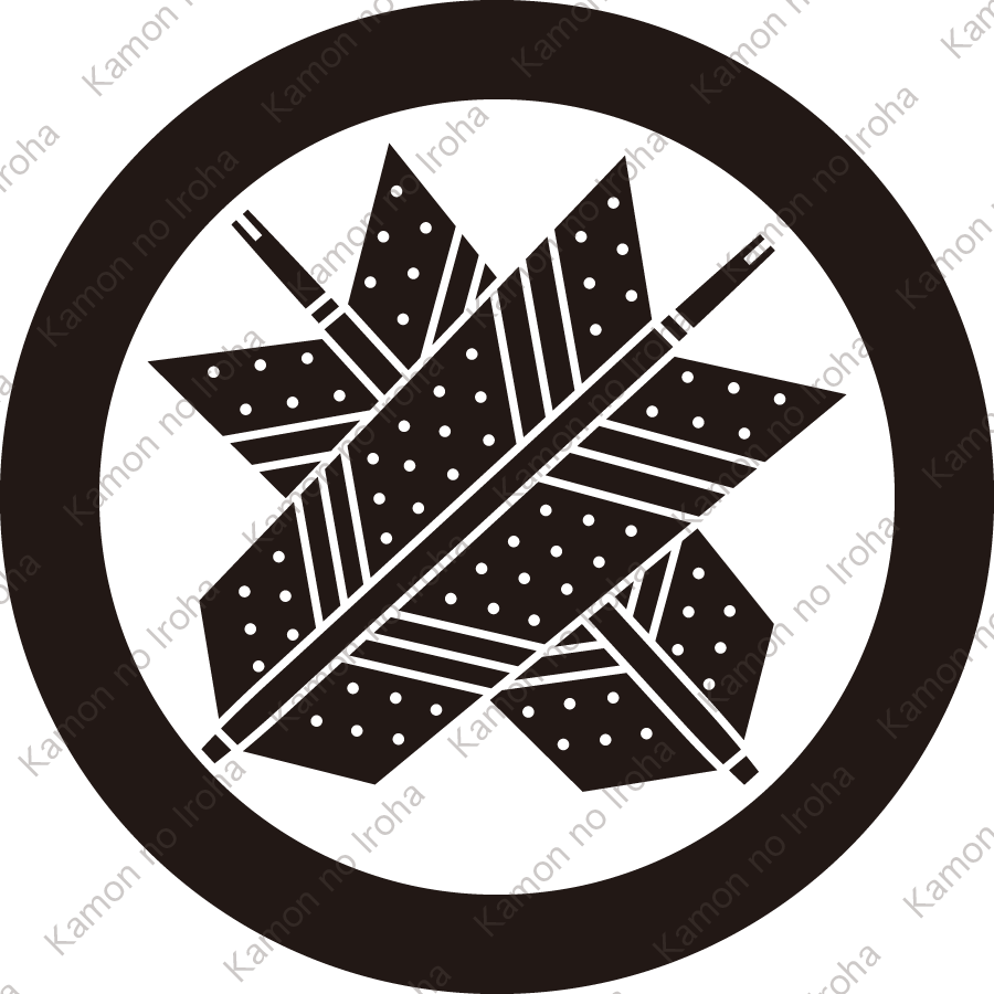 丸に斑入り違い矢紋