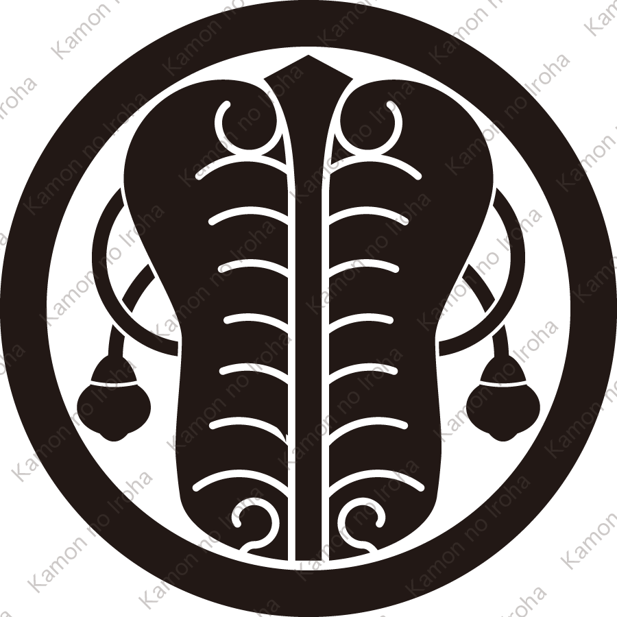 丸に房付き唐団扇紋