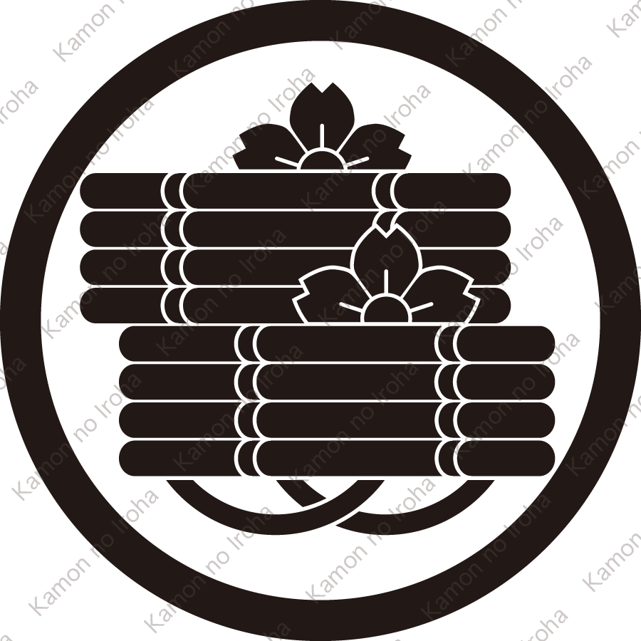 丸に二つ花筏紋