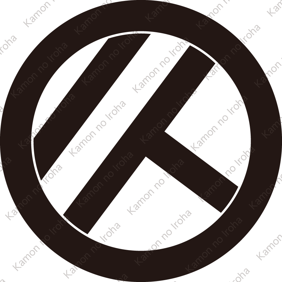 丸に二つ引き支え紋