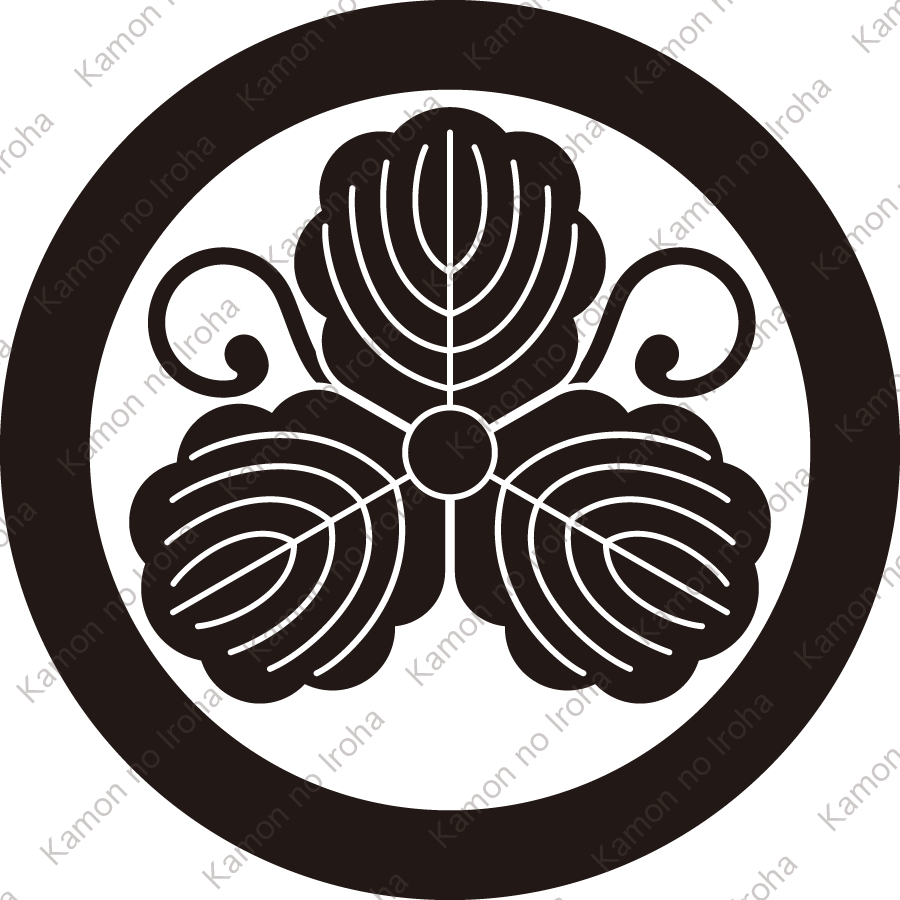 丸に二つ片手蔓柏紋