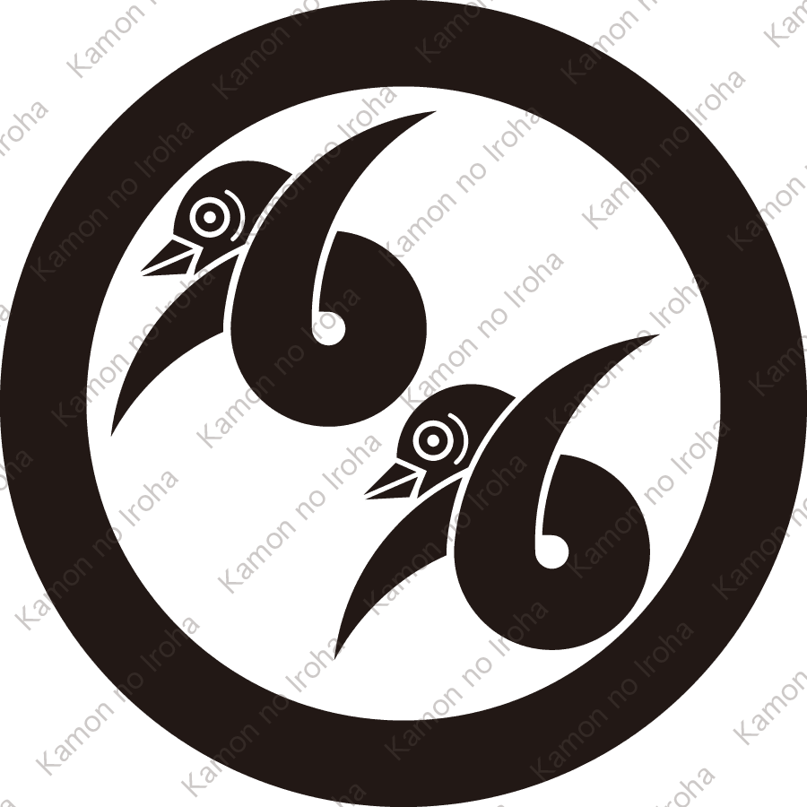 丸に二つ結び雁金（２）紋