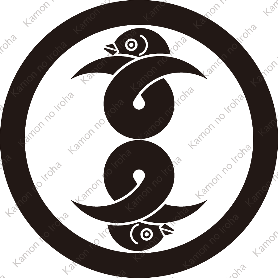 丸に二つ尻合せ結び雁金紋