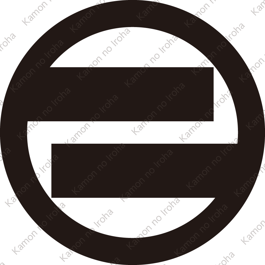 丸に不揃い二つ引き（２）紋