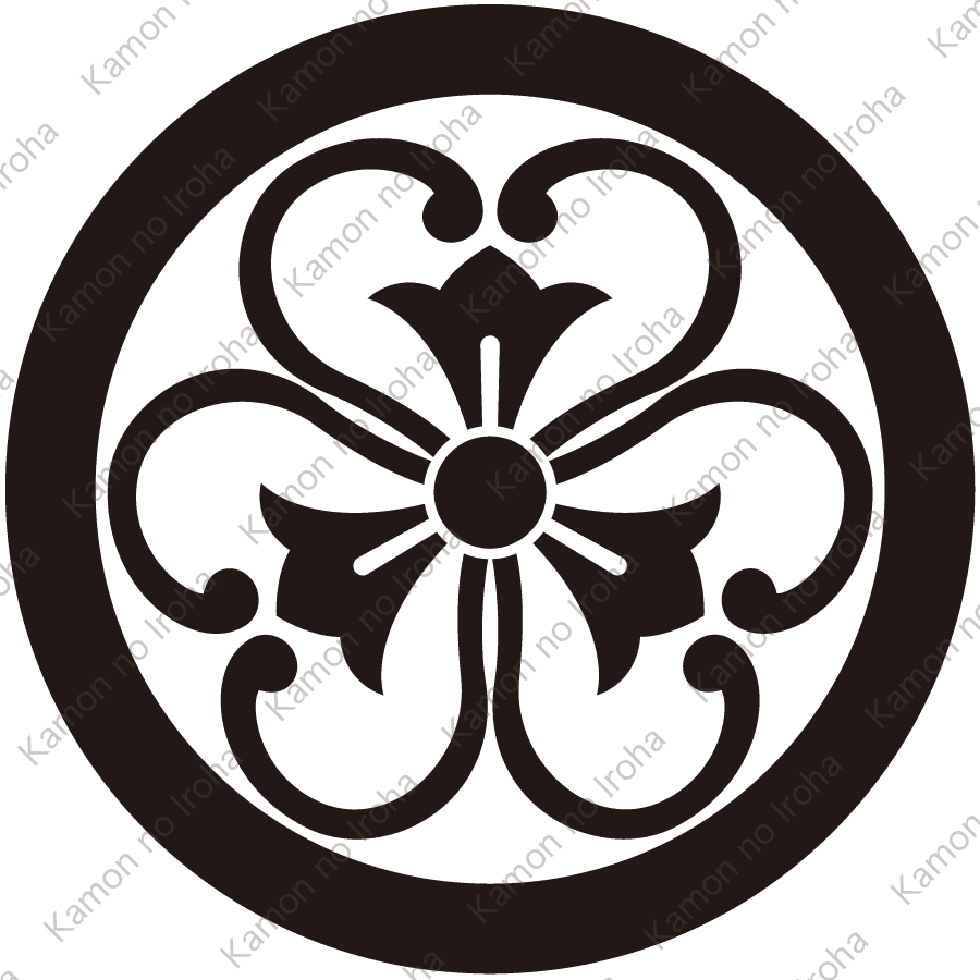 丸に花剣蔓片喰紋