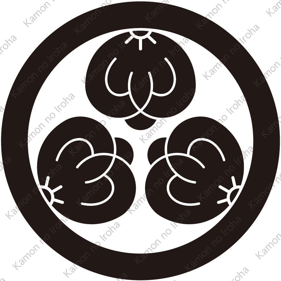 丸に葉無し三つ茶の実紋