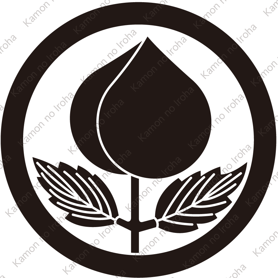 丸に葉付き桃紋