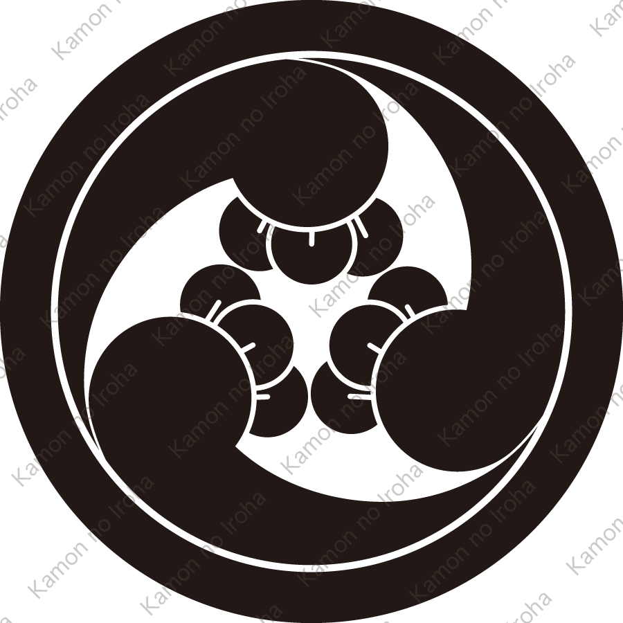 丸に左三つ丁子巴紋