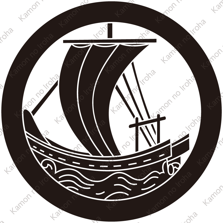 丸に左向き帆掛け船紋
