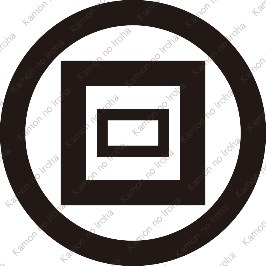 丸に平角内に垂れ角紋