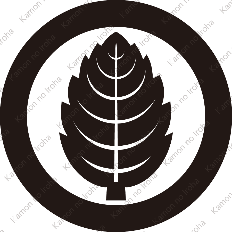 丸に一枚鬼柏紋