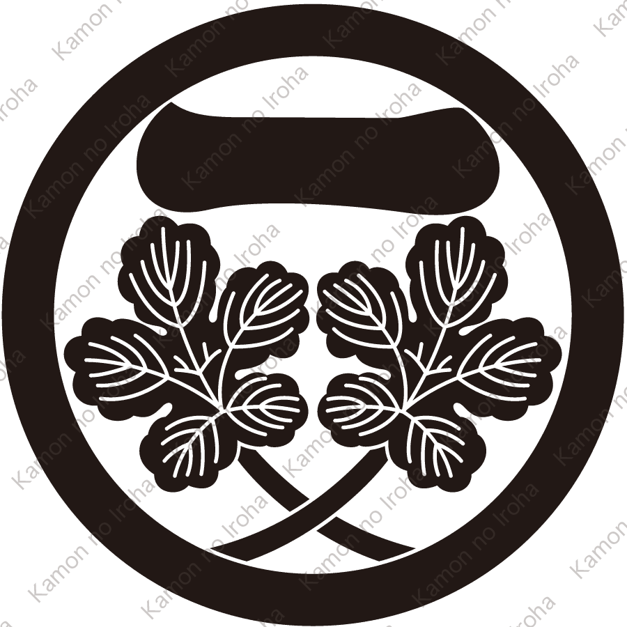 丸に一の字に違い梶の葉紋