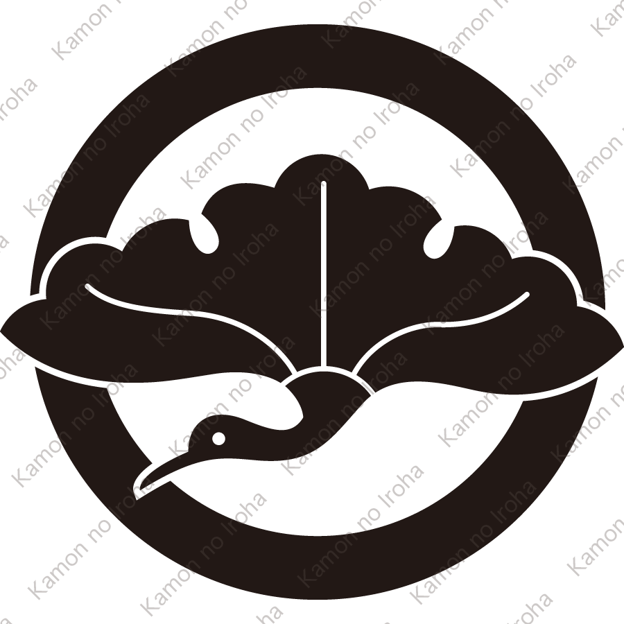 丸に銀杏鶴（２）紋