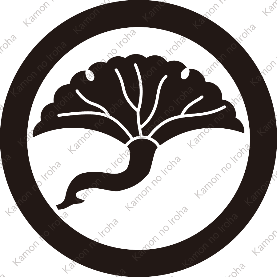 丸に銀杏鶴（３）紋