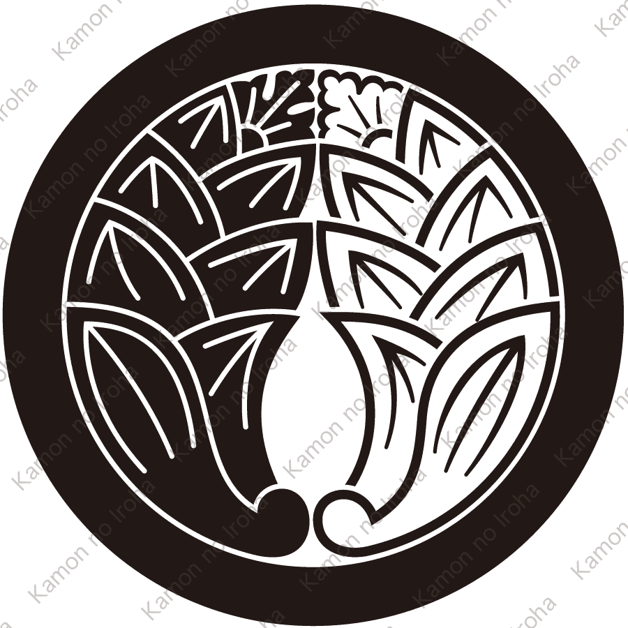 丸に陰陽抱き茗荷紋