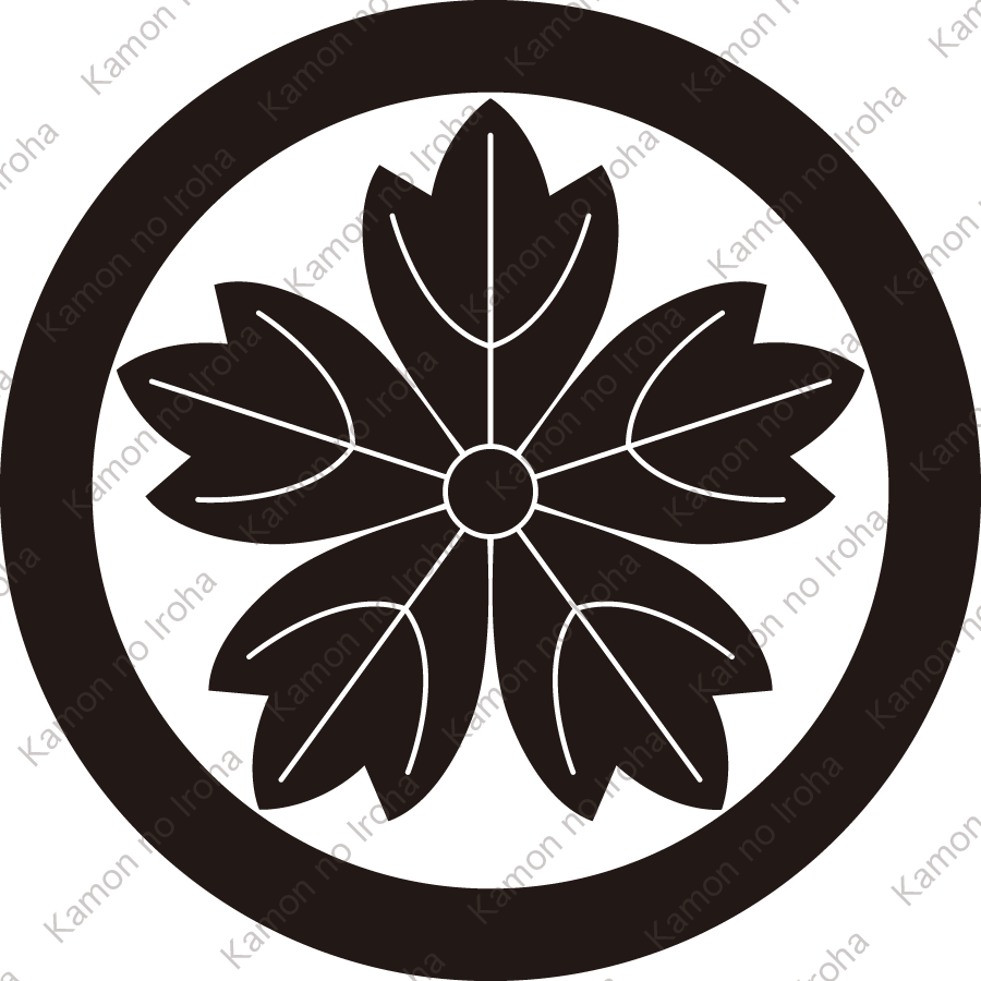 丸に五つ葉牡丹紋