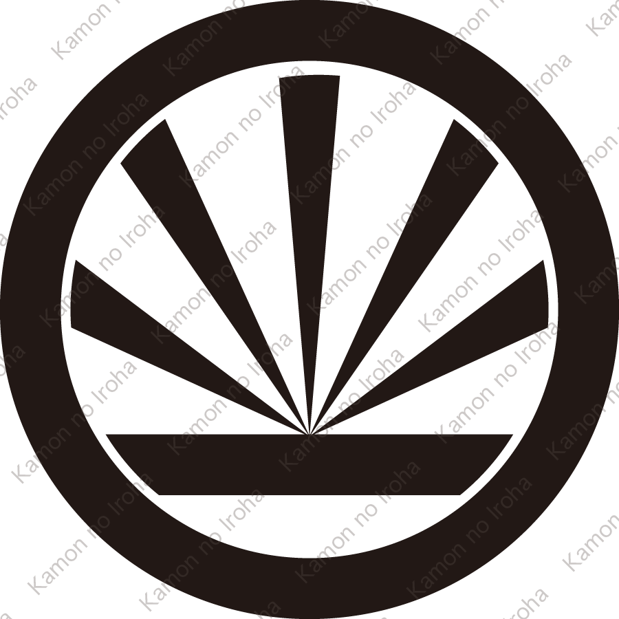 丸に五つ日足に一つ引き紋