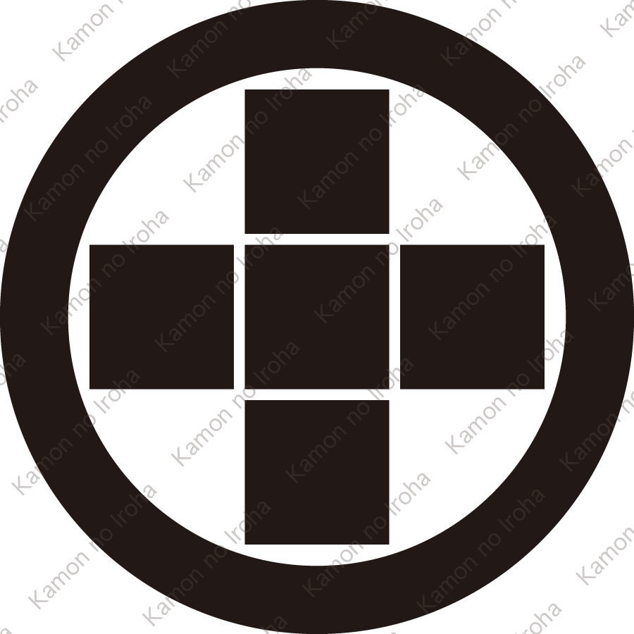 丸に十字五つ石紋