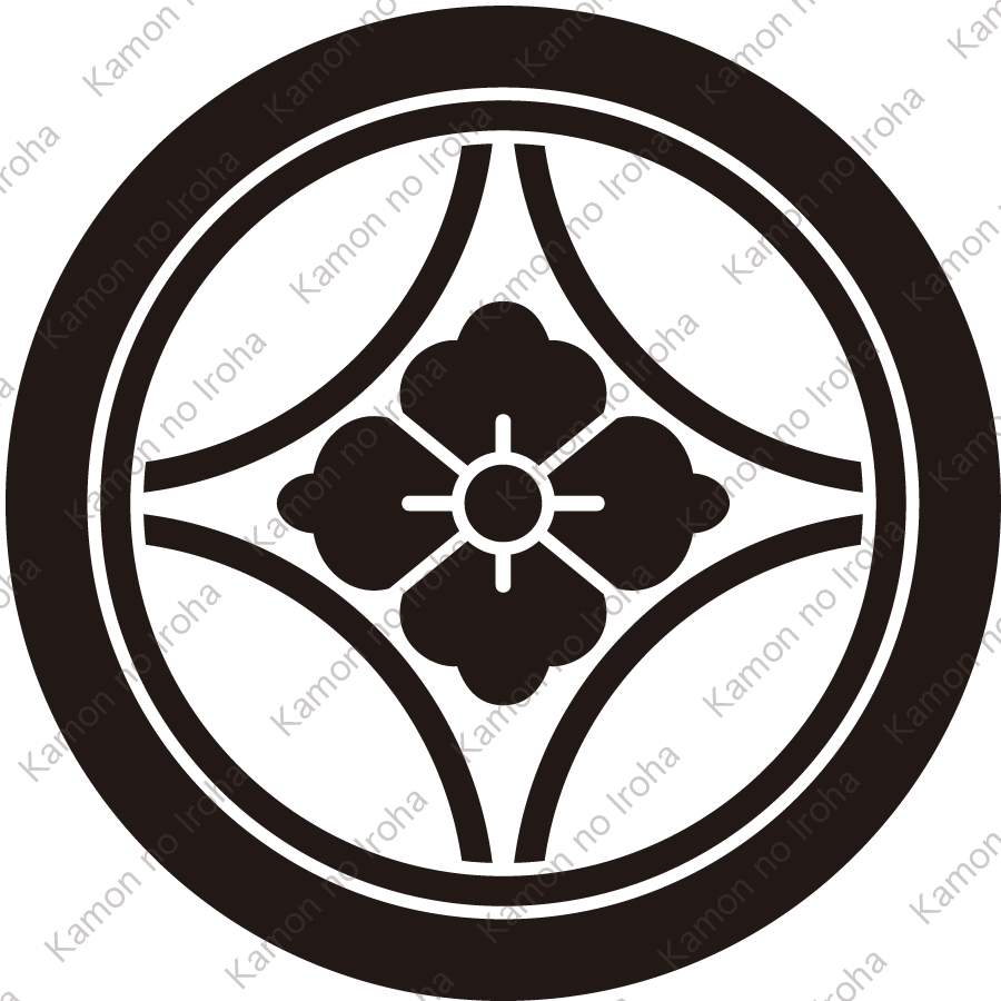 丸に陰七宝に花菱紋