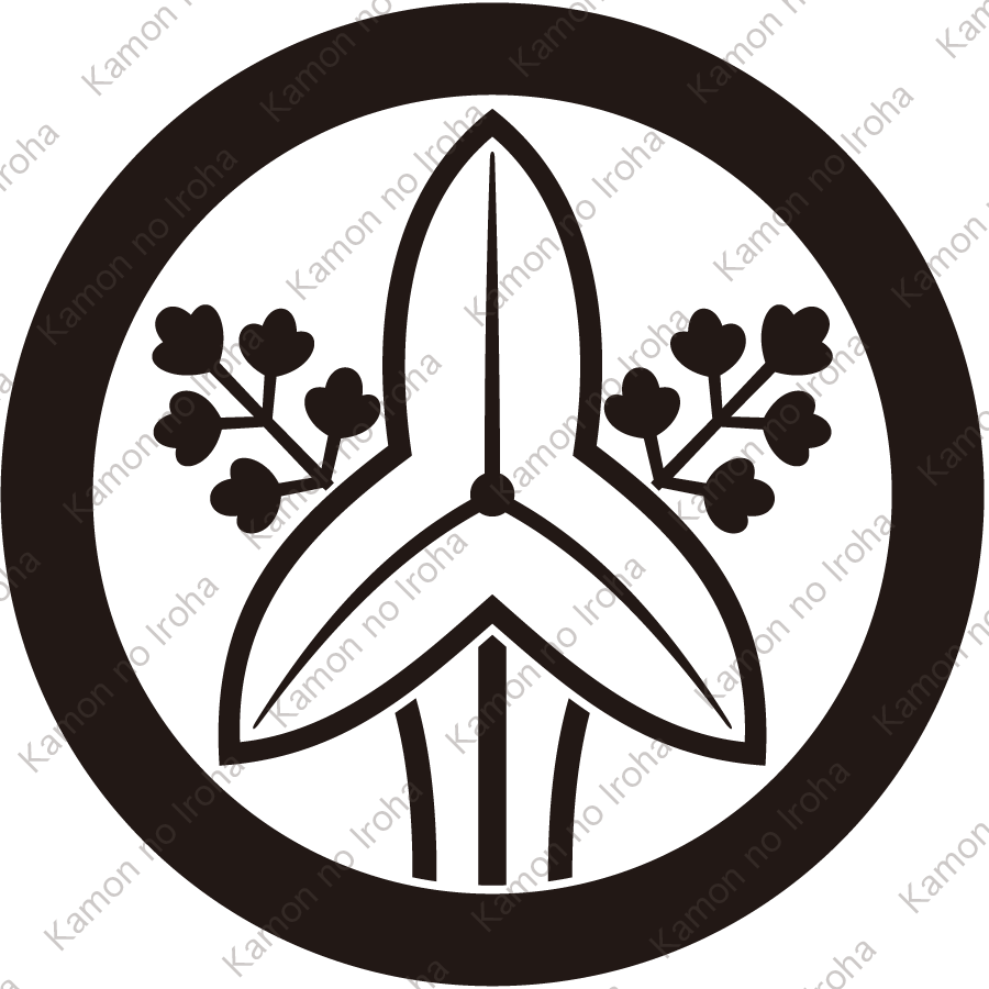 丸に中陰立ち沢瀉紋