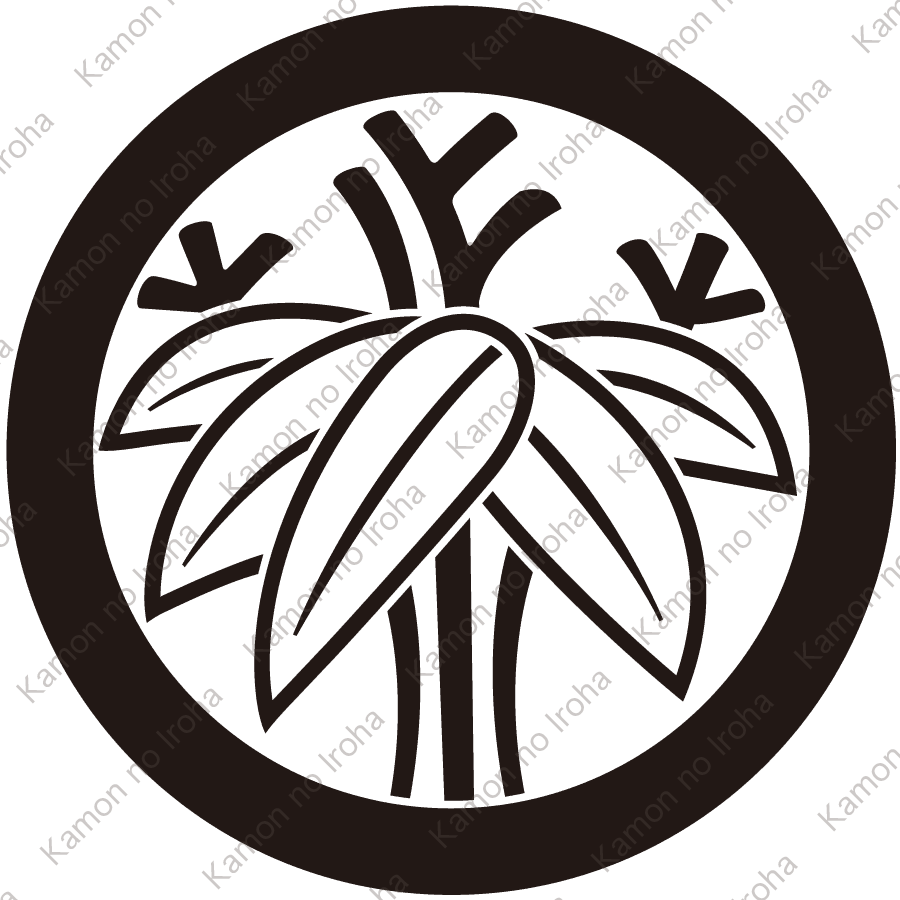 丸に陰若根笹紋