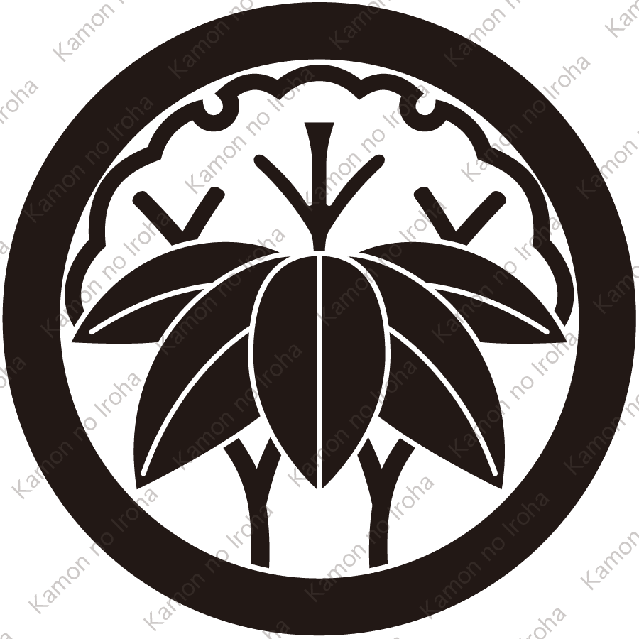 丸に陰雪持ち根笹紋