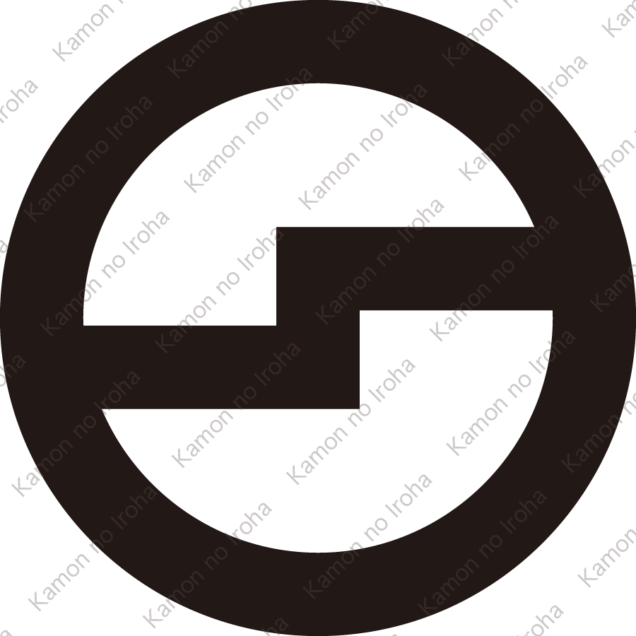 丸に鍵折れ一つ引き紋