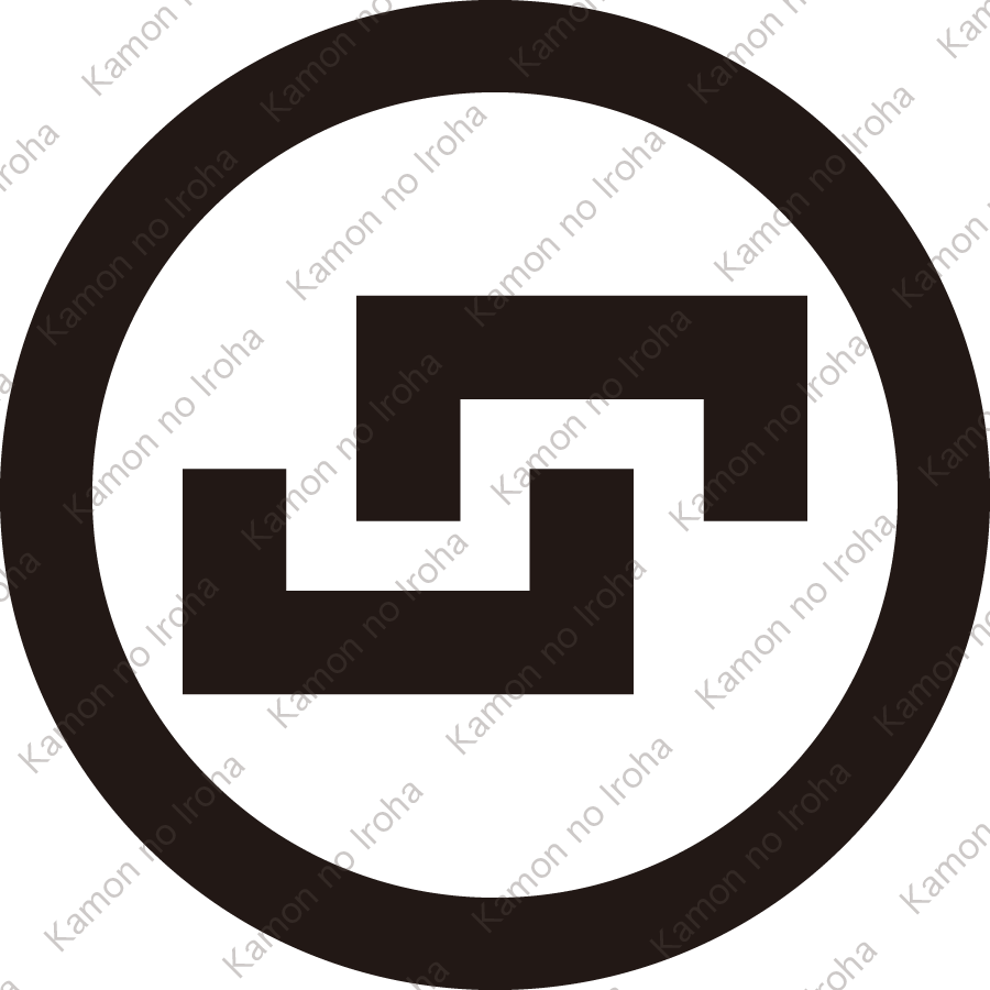 丸に角二つ引き紋