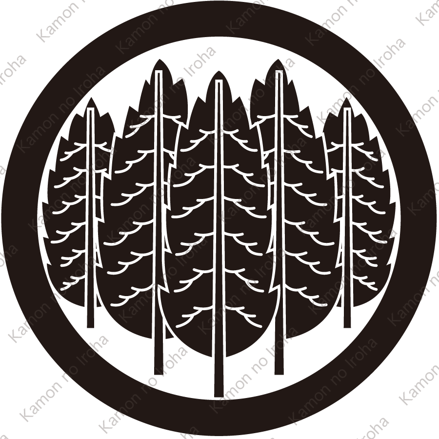 丸に重ね五本杉紋