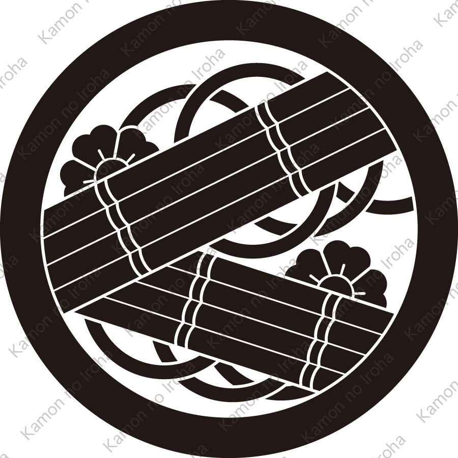 丸に重ね花筏紋