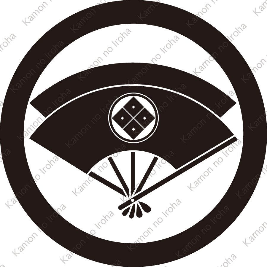 丸に重ね扇に四つ目紋