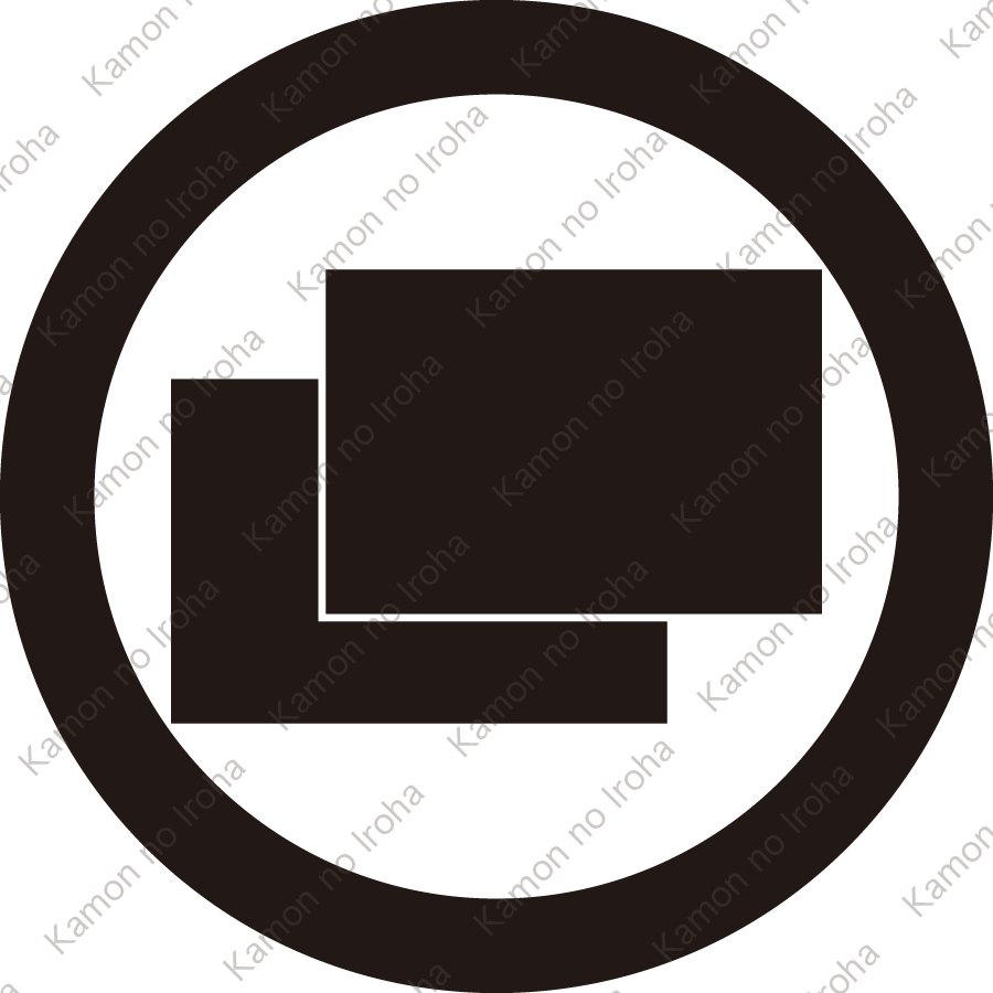 丸に重ね垂れ角持ち紋