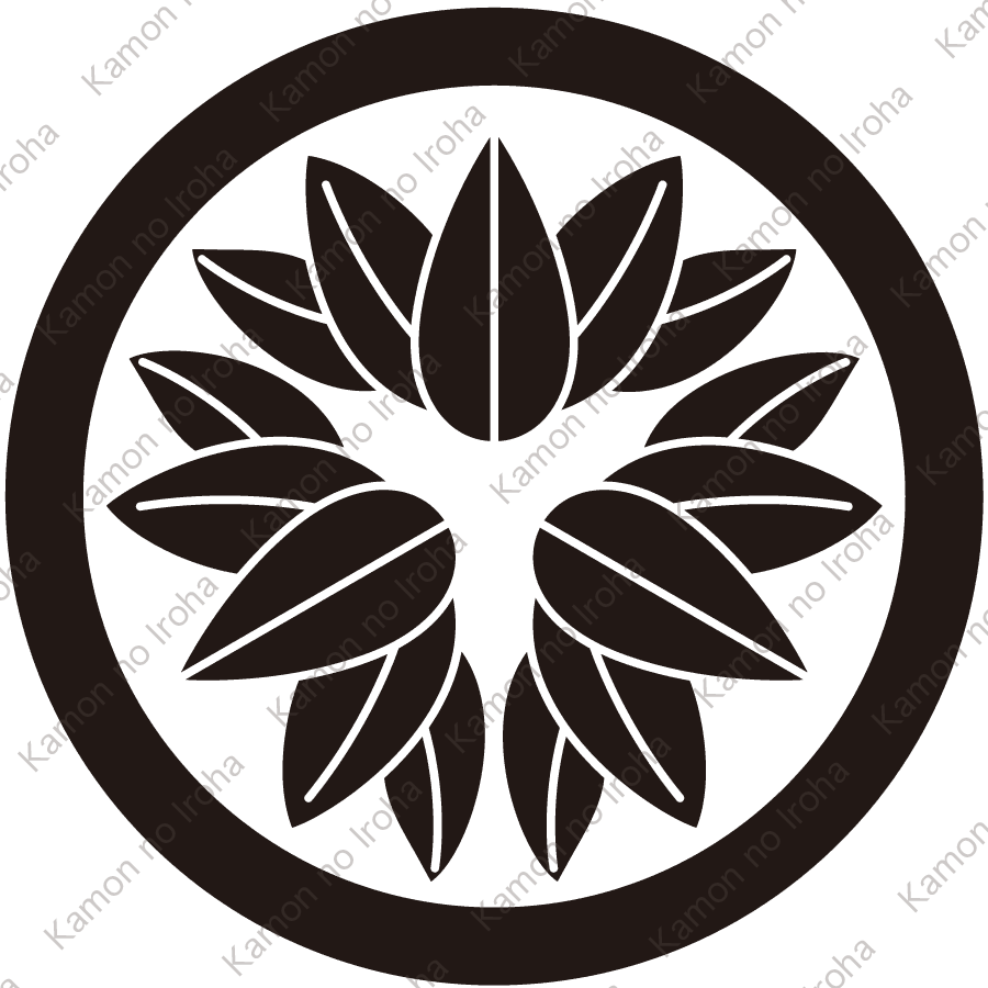 丸に頭合せ十五枚笹紋