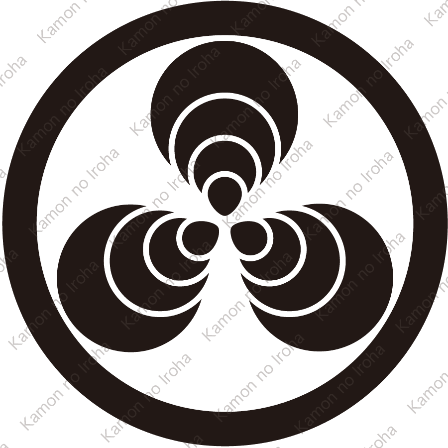 丸に頭合せ三つ宝珠紋