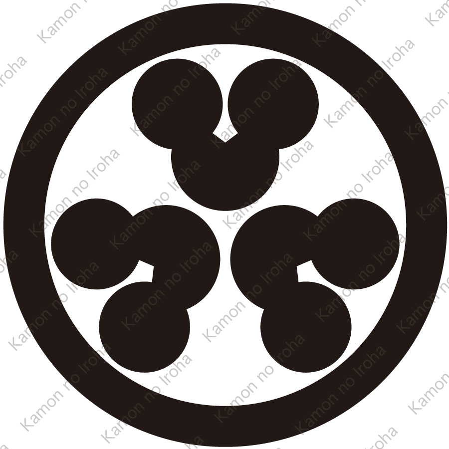 丸に頭合せ三つ洲浜紋