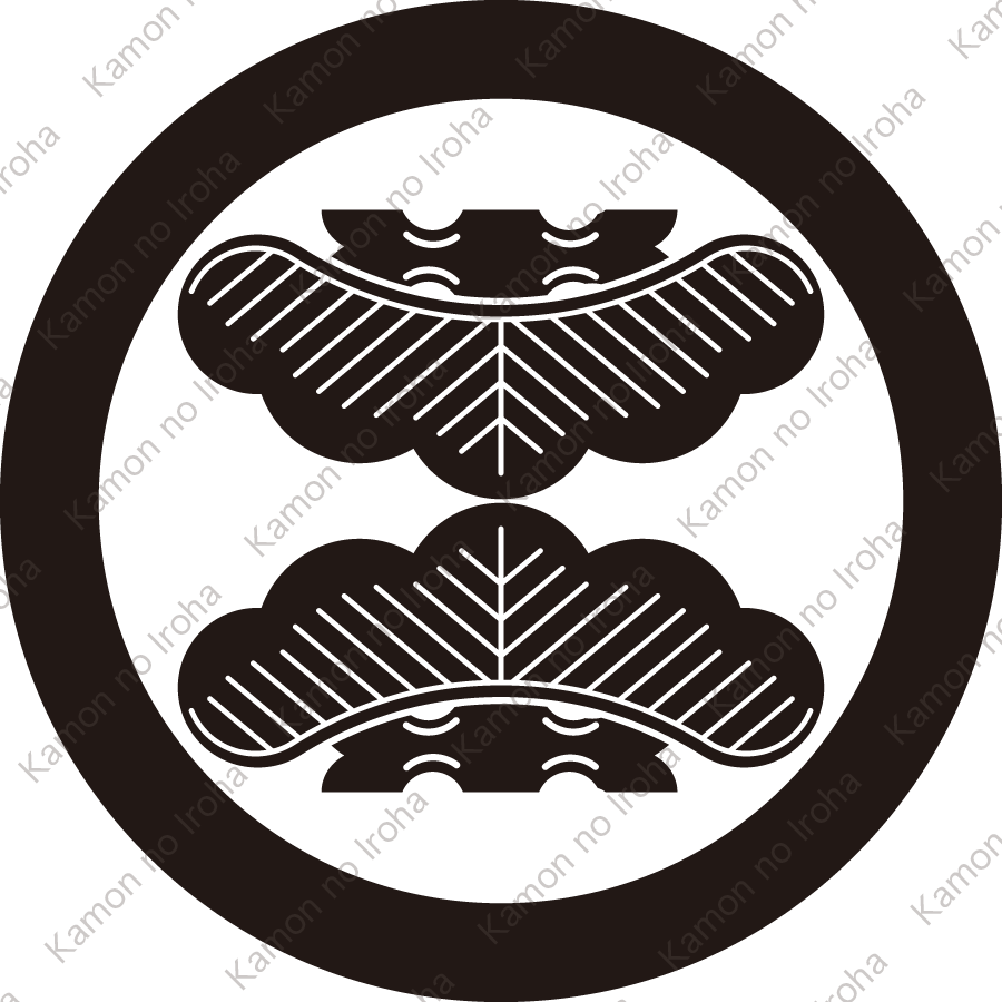 丸に頭合せ対い松紋