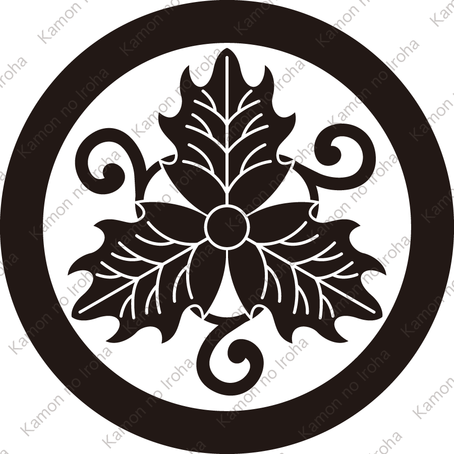 丸に片手蔓三つ柊紋