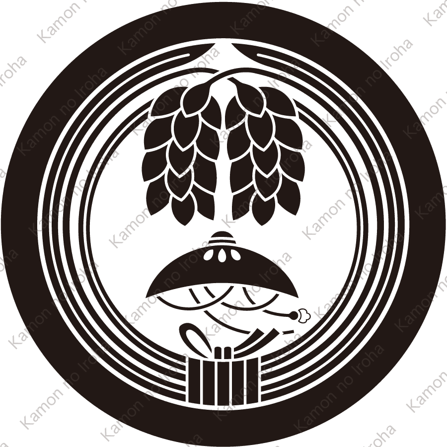 丸に変り抱き稲に笠紋