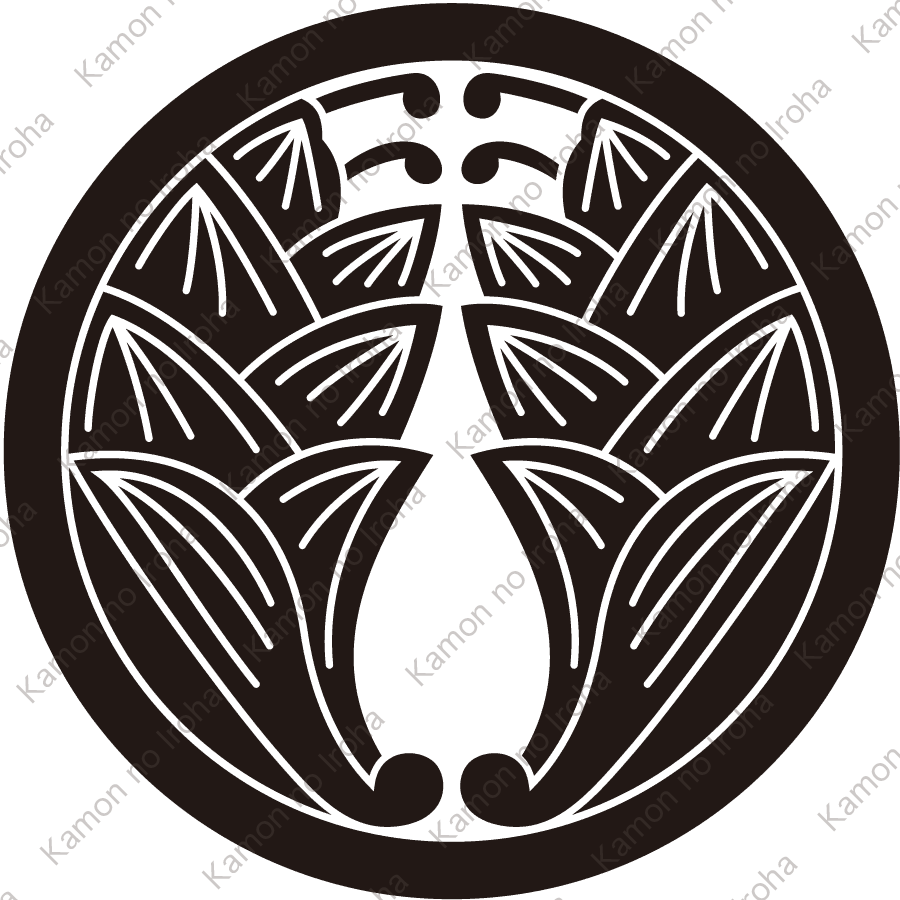 丸に変り抱き茗荷紋