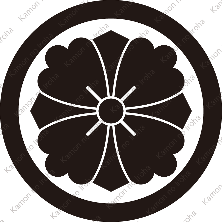 丸に変り剣花角紋