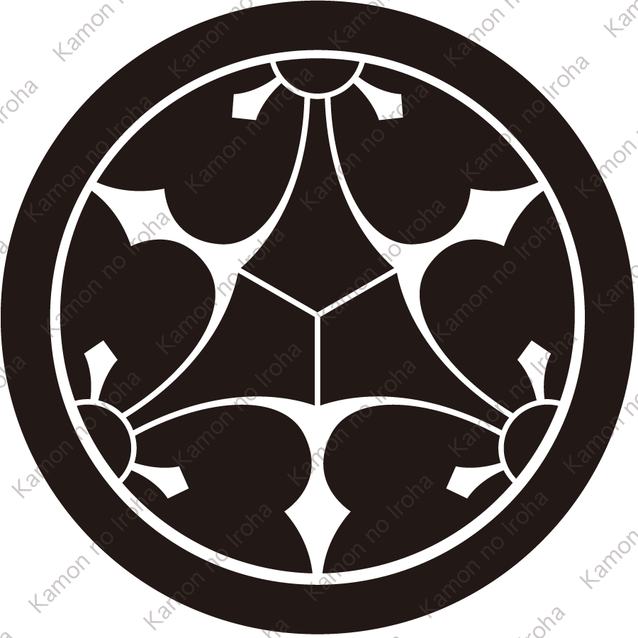 丸に剣合せ三つ割り片喰紋