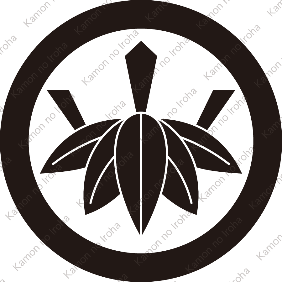 丸に剣五枚笹紋