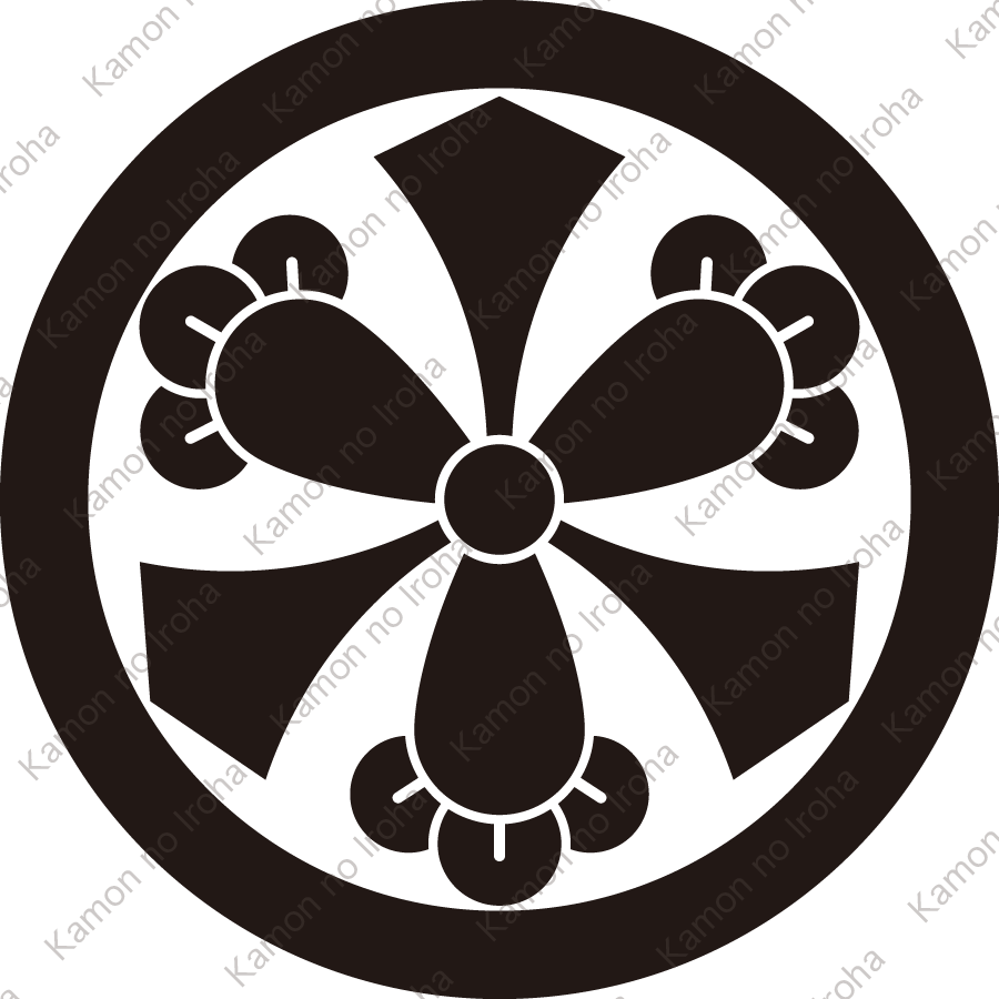 丸に剣三つ丁子紋