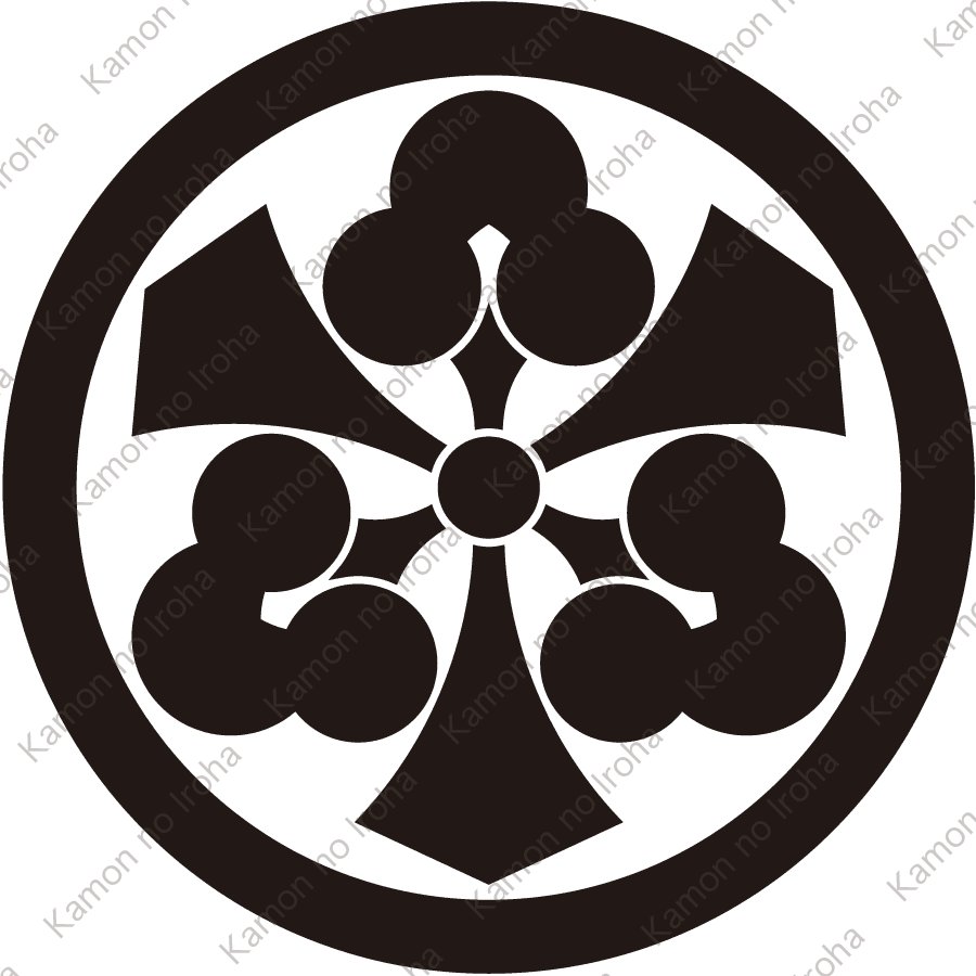 丸に剣三つ洲浜紋