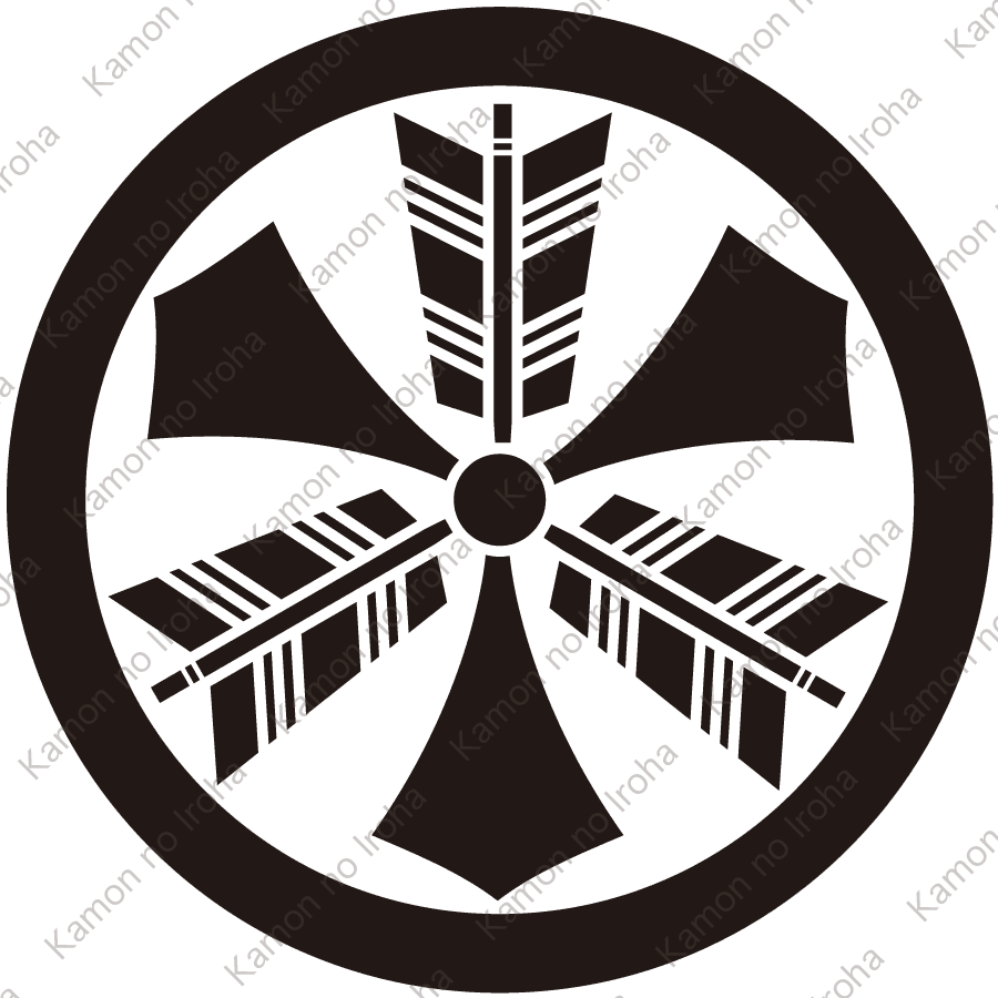 丸に剣三つ矢紋