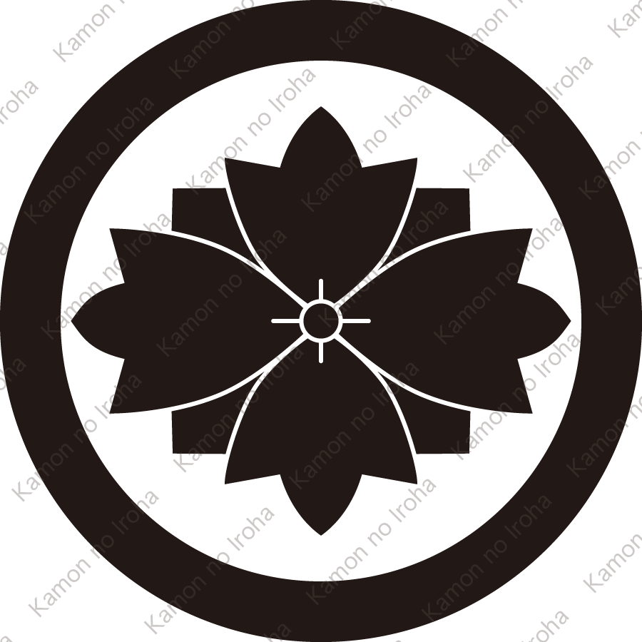 丸に剣鬼花菱紋