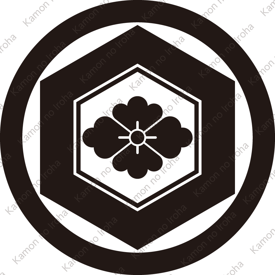 丸に亀甲に花菱紋