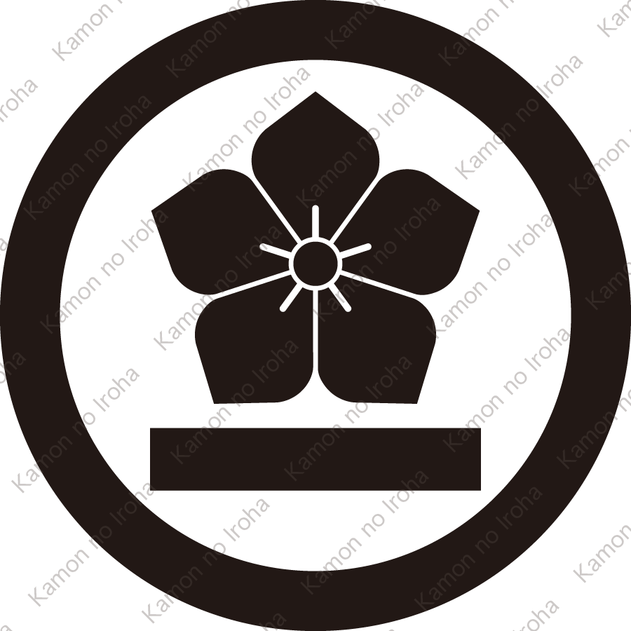 丸に桔梗に一つ引き紋