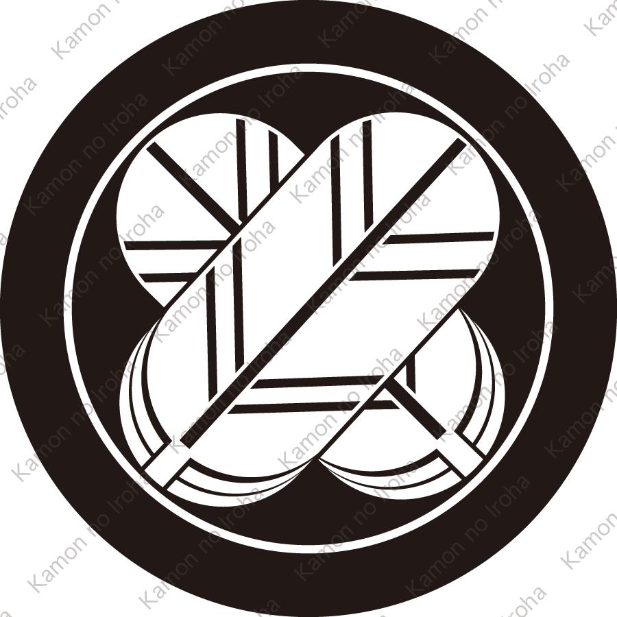 丸に石持ち地抜き違い鷹の羽紋